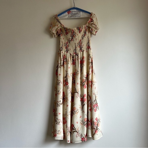 Reformation Floral Midi Dress in Cream and Pink - Picture 12 of 15